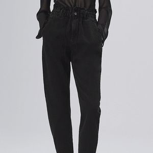 ZARA Baggy Paperbag Jeans Black Size 4, High Rise